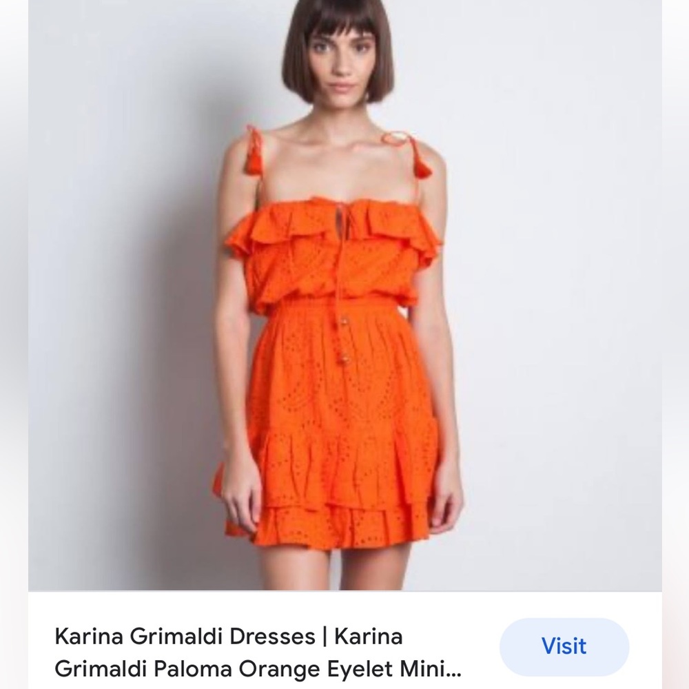 Karina Grimaldi Paloma Orange eyelit mini dress